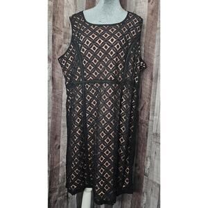 SIMPLY EMMA Black Eyelet Pink Lined Lace DRESS Sleeveless Emo Women's 22W NEW